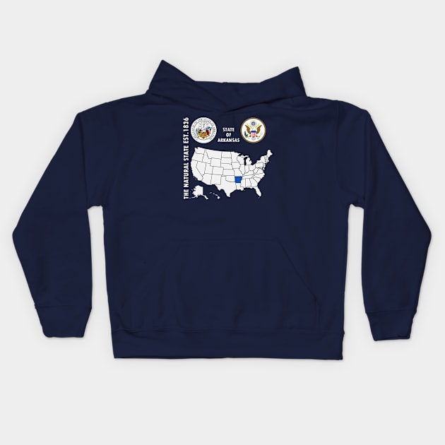 State of Arkansas Kids Hoodie by NTFGP